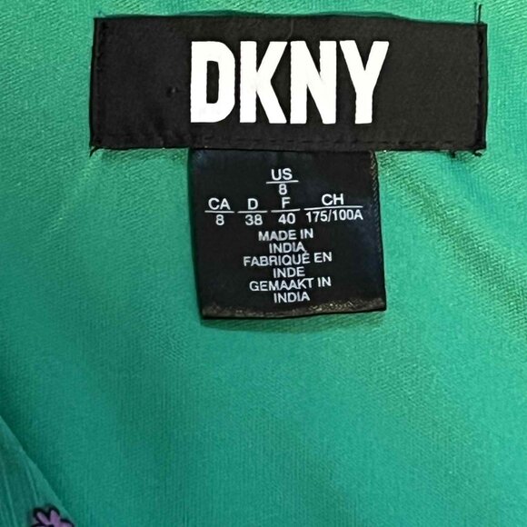DKNY Green Floral Flutter Sleeve Midi Dress Size 8 - Picture 4 of 12